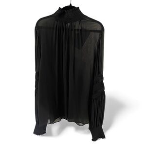 NWT Roberto Cavalli Sheer Black Silk Long Sleeve Blouse Size 42